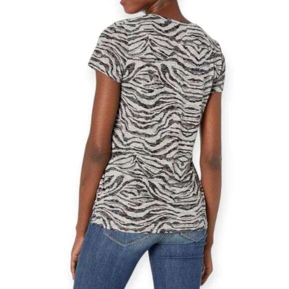 VINCE CAMUTO GRAY & BLACK ANIMAL-PRINT TEE-SHIRT SZ.L EUC. - Picture 2 of 6
